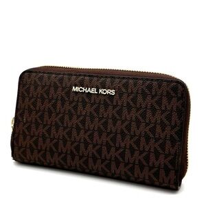 Michael Kors JST Flat MF Phone Case Wallet Brown Leather